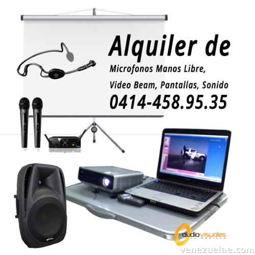 Alquiler de Video Beam, Sonido, Pantalla, Mic Manos Libres