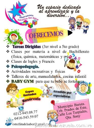 Tareas dirigidas, Inglés, francés, Baby Gym, Psicopedagia.