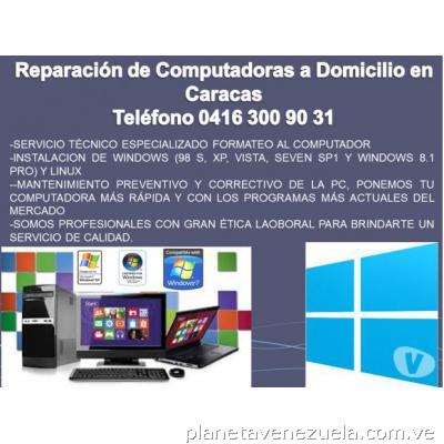 Reparación de computadoras laptops noteboock a domicilio 04163009031