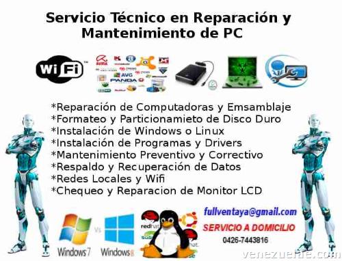 Servicio Técnico en Reparación y Mantenimiento de Pc