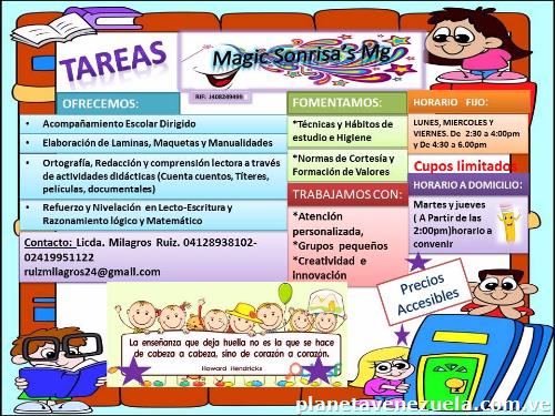 Tareas Dirigidas, clases de apoyo escolar