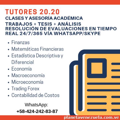 Clases y trabajos en matemáticas financieras, economía y estadísticas