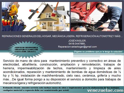 Albañilería electricidad plomería mecánica limpieza a/a y más a buen precio.