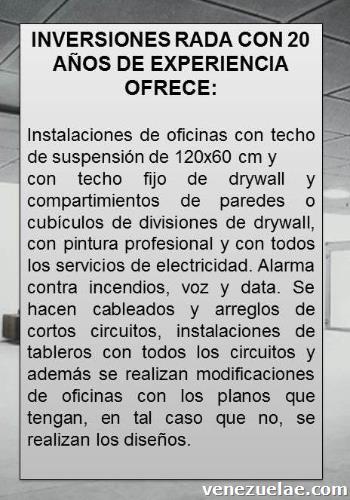 Instalaciones y remodelaciones de oficinas, servicios de electricidad, diseños y manipulación de planos