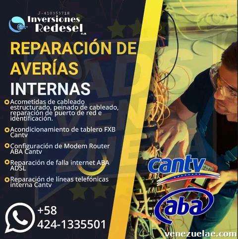 Técnico en telefonía Cantv avería interna internet aba