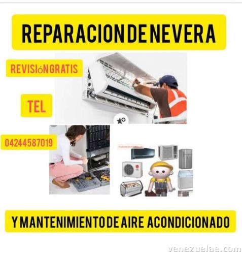 Reparación y mantenimiento de aire y nevera revisión gratis tel 04244587019