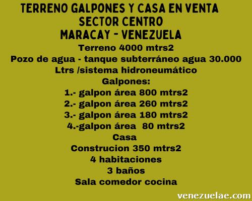 Terreno con galpones y casa en venta Maracay