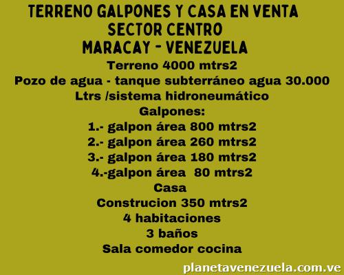 Terreno con galpones y casa en venta Maracay