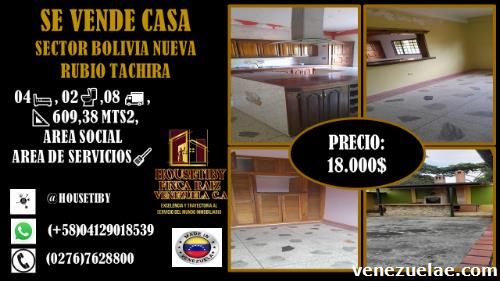 Vendo Casa En Bolivia Nueva Rubio Táchira