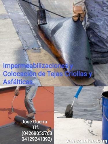 Impermeabilizaciones y colocación de tejas criollas y asfálticas