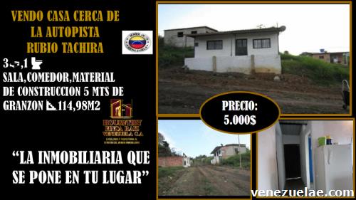 Vendo Casa Cerca De La Autopista Rubio Táchira