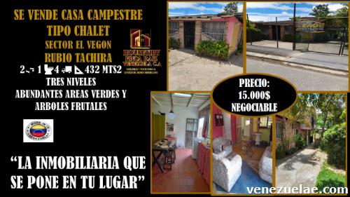 Se Vende Casa Campestre Tipo Chalet Rubio Táchira