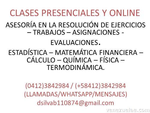 Estadística - Probabilidad - Clases - Resolución de trabajos - Ejercicios